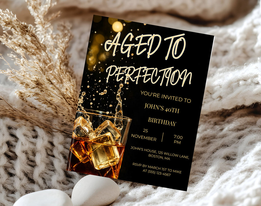 40th Whiskey Birthday Invitation