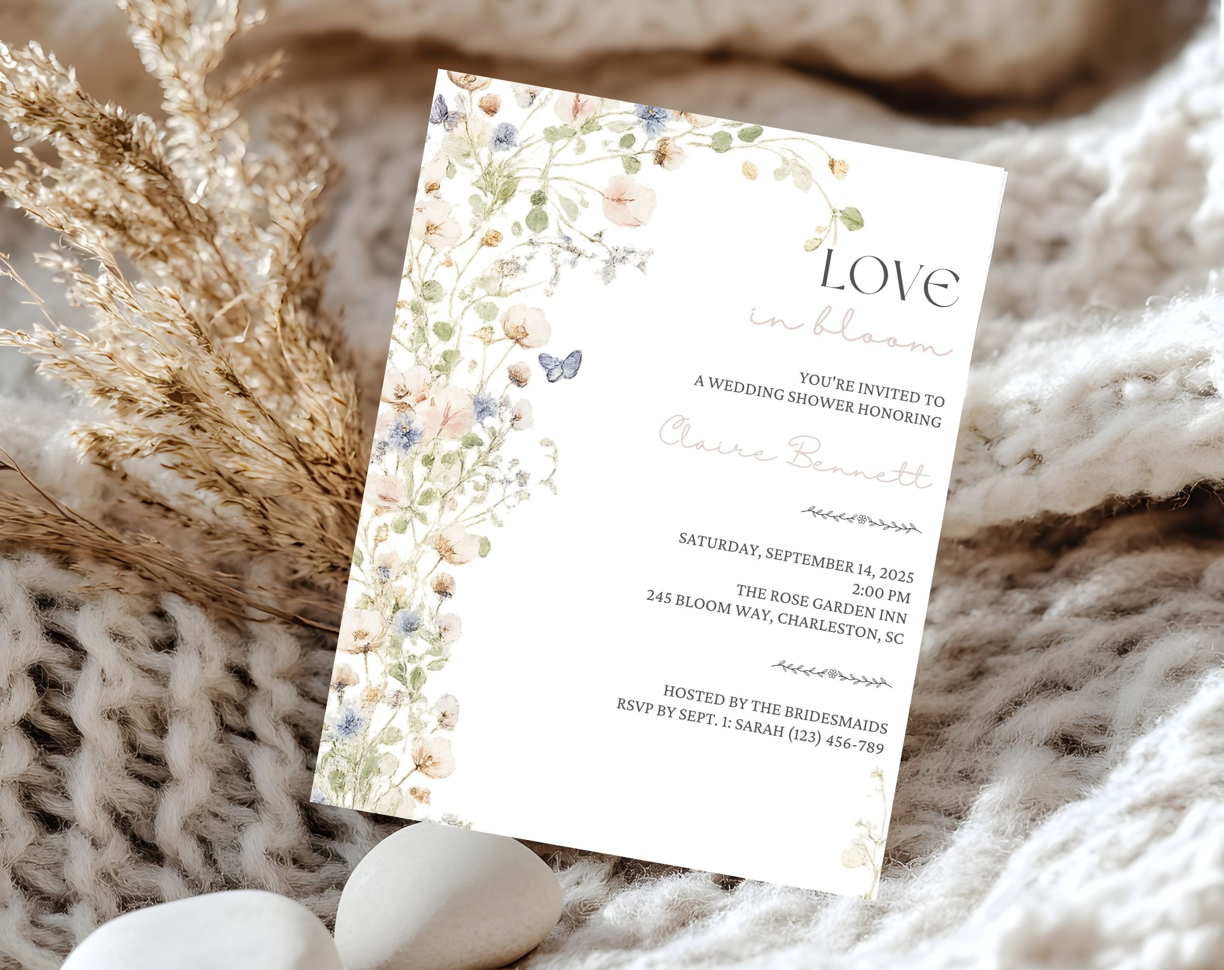 Neutral Floral  Love in Bloom Bridal Shower Invitation
