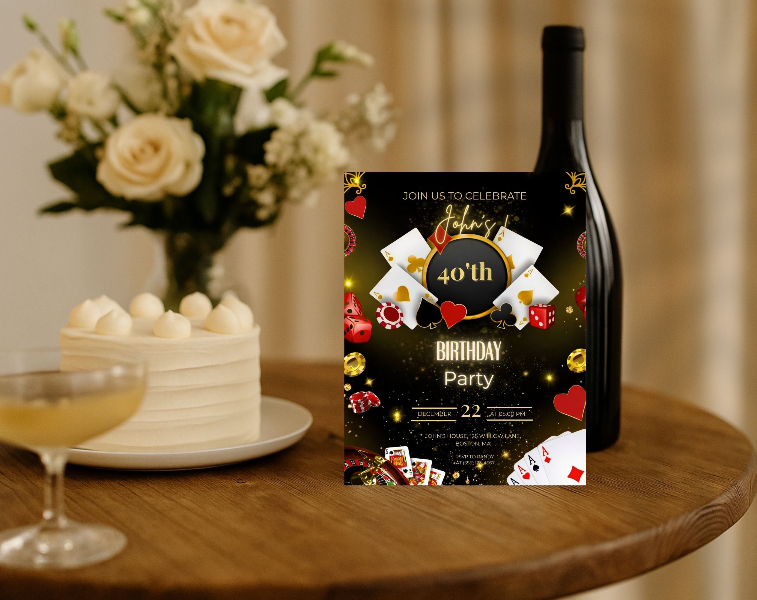 Casino 40th Birthday Invitation