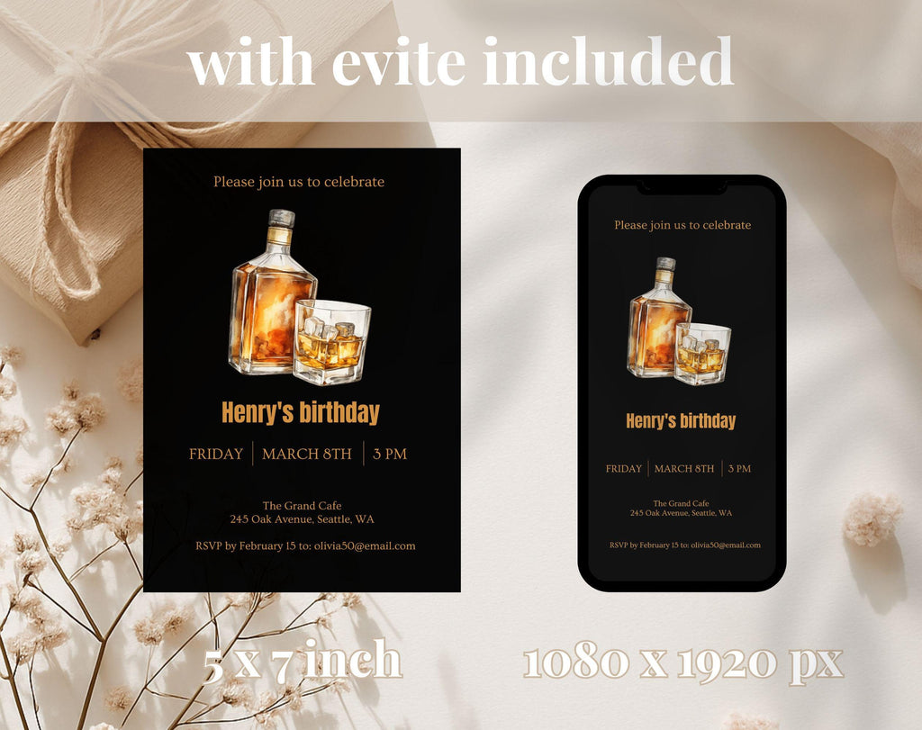 Whiskey Birthday Birthday Invitation