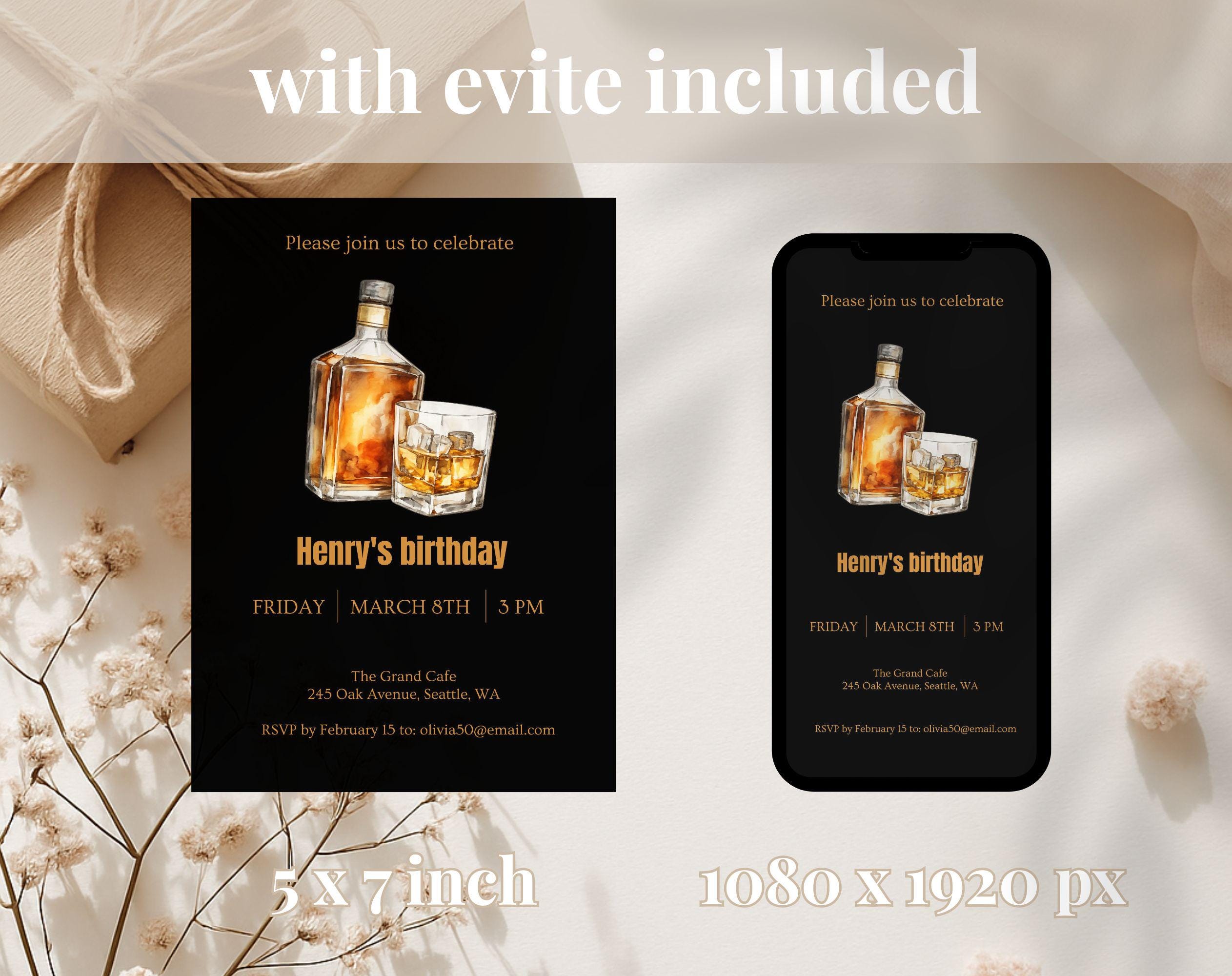 Whiskey Birthday Birthday Invitation