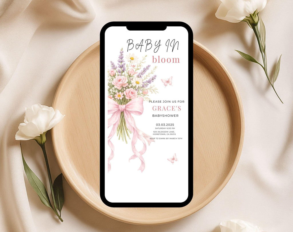 Pink Baby in Bloom Baby Shower Invitation