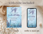 Blue Floral Elegant 60th Birthday Invitation