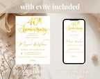Golden 40th  Wedding Anniversary Invite White Gold