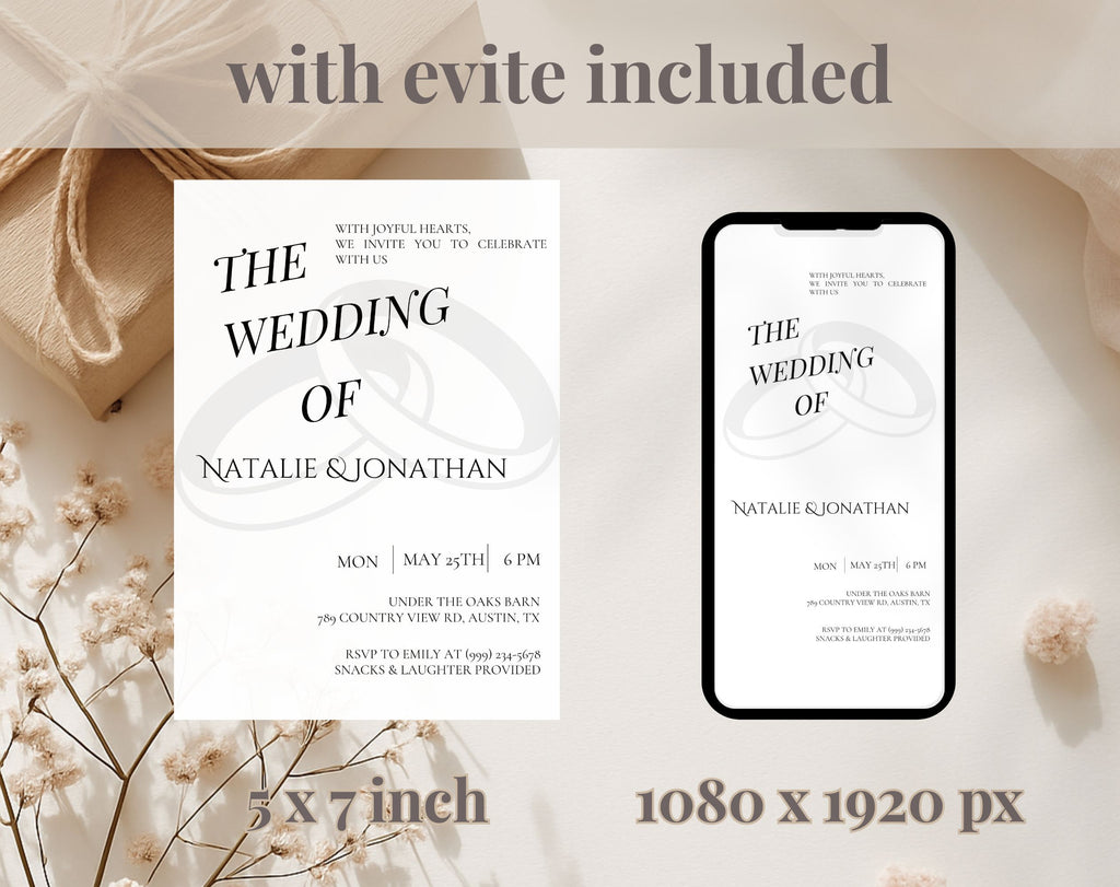 White Minimalist Wedding Invitation