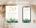 70th White Gold Wedding Anniversary Invitation