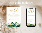 40th White Gold Wedding Anniversary Invitation
