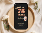 Vintage Black 75th Birthday Invitation