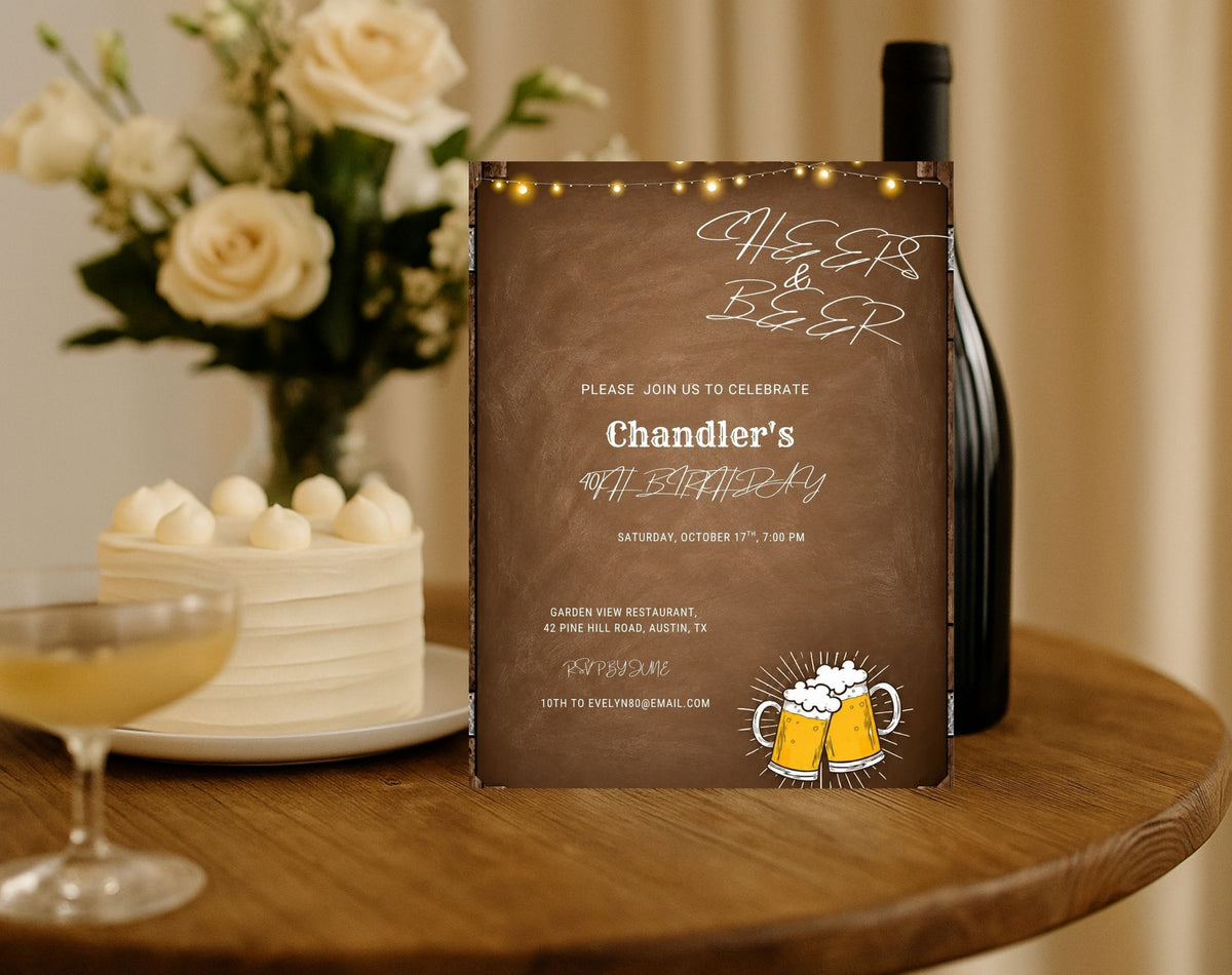 Cheers & Beers 40th Birthday Invitation