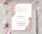 Blush Pink Floral 90th Birthday Invitation