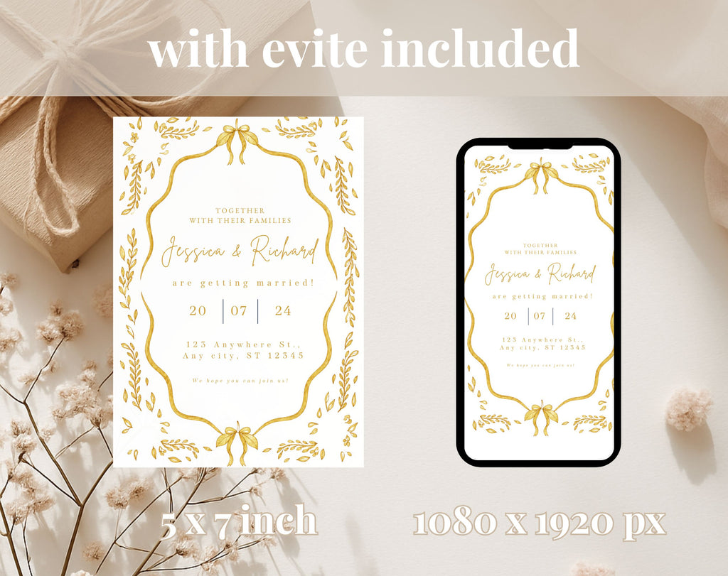 Elegant Gold Wedding Invitation