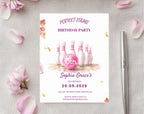 Girls Pink Bowling 10th Birthday Invitation