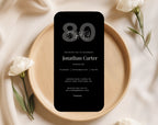 Black 80th Birthday Invitation Template