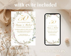 White Floral 50th Anniversary Invitation