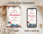Red Blue Race Car First Birthday Invitation