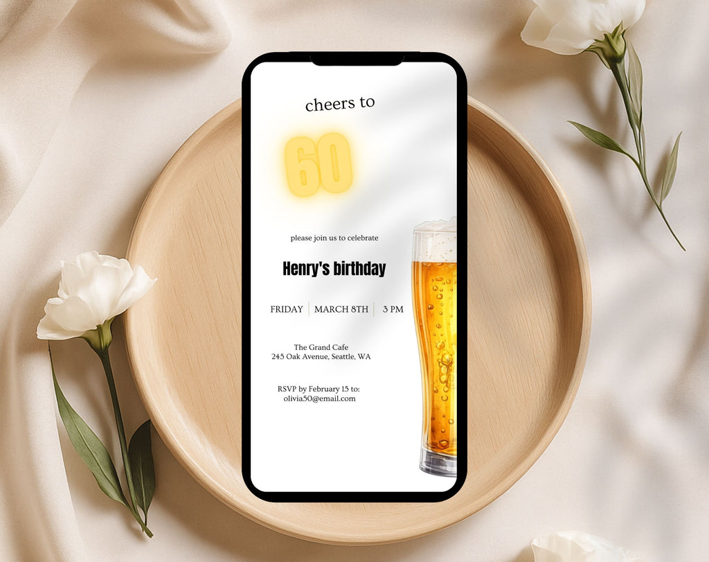 60th Beer Birthday Invitation