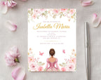 Pink and Gold Quinceañera Sweet 15 Birthday Invitation