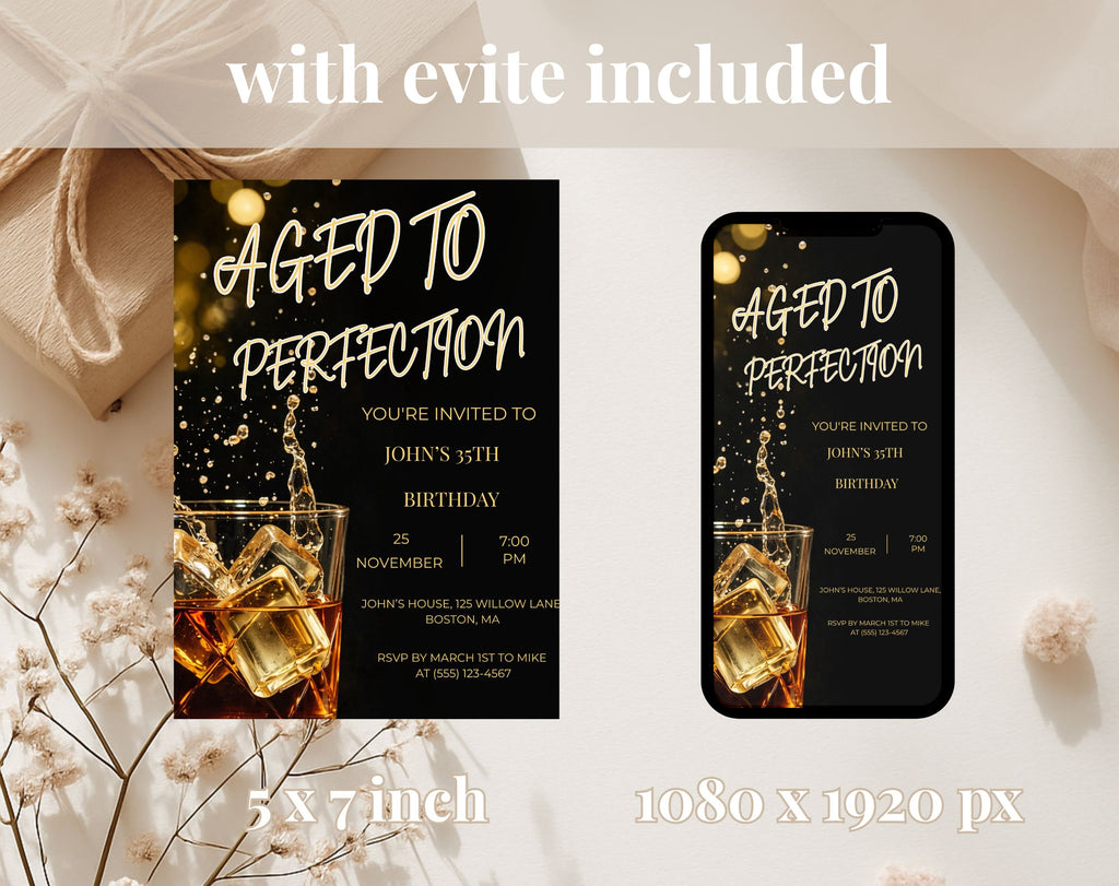 35th Wiskey Birthday Invitation