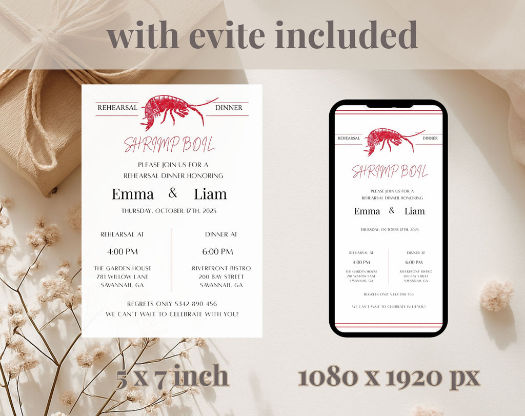 Shrimp Boil Rehearsal Dinner Invitation