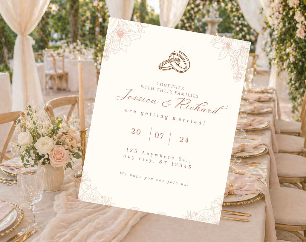 Minimalist  Beige Wedding Invitation