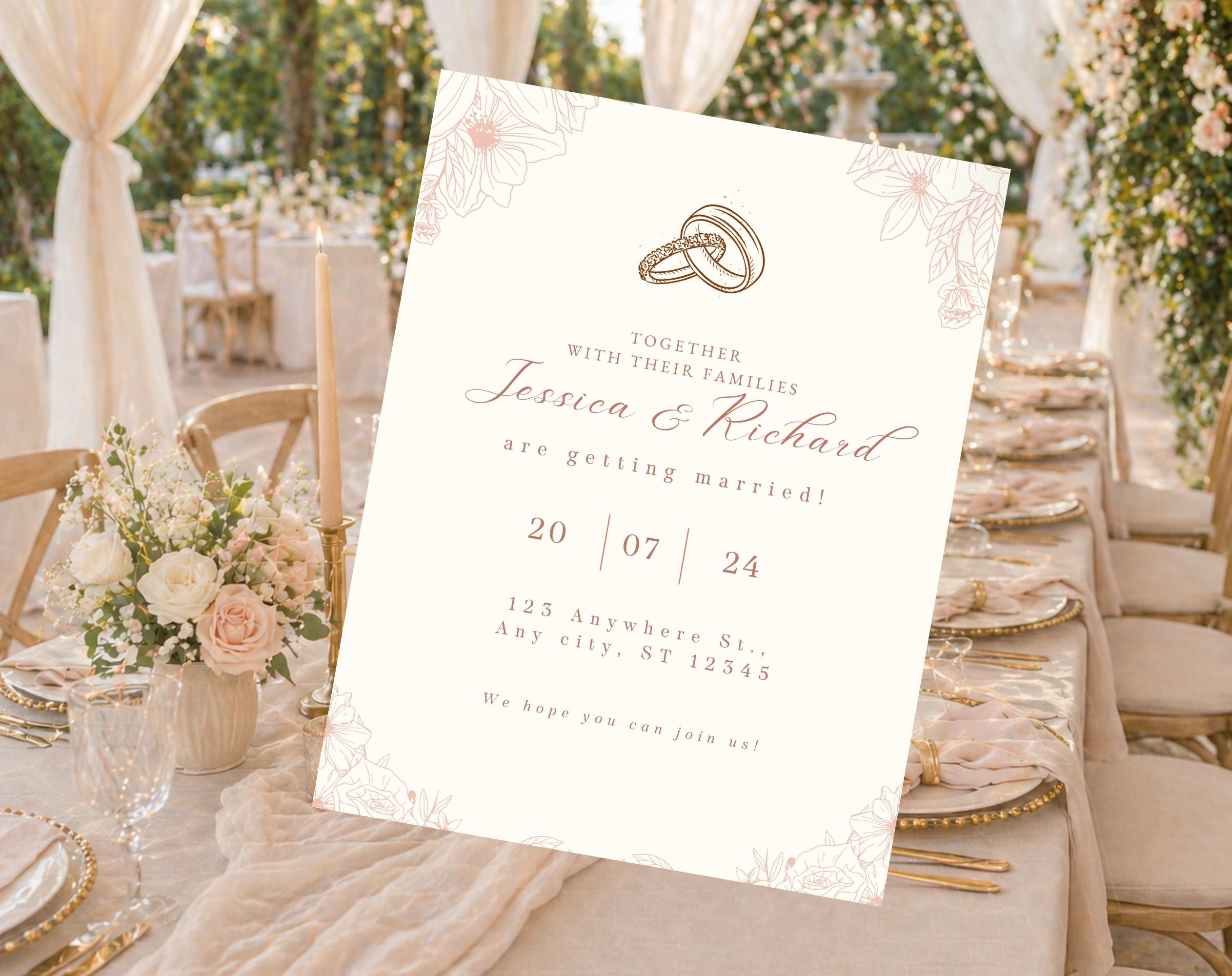 Minimalist  Beige Wedding Invitation