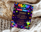 Neon Glow 8th Birthday Invitation