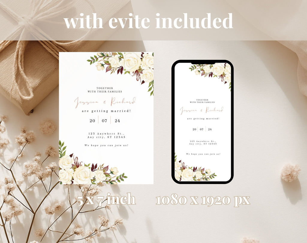 Ivory Rose Wedding Invitation