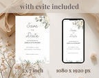 Minimal Save the Date Beige Green Wedding Invitation