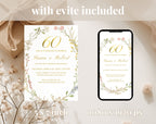 Elegant Floral 60th Wedding Anniversary Invitation