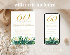 60th White Gold Wedding Anniversary Invitation