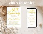 Golden 60th  Wedding Anniversary Invite White Gold