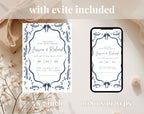 Blue Mediterranean Wedding Invitation