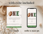 Green and Brown Football First Birthday Invitation