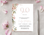 Blush Pink and Green Floral  90th Birthday Invitation