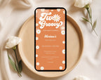 Orange Retro Groovy 70th Birthday Invitation