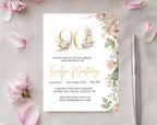 Blush Pink and Gold Floral 90th Birthday Invitation
