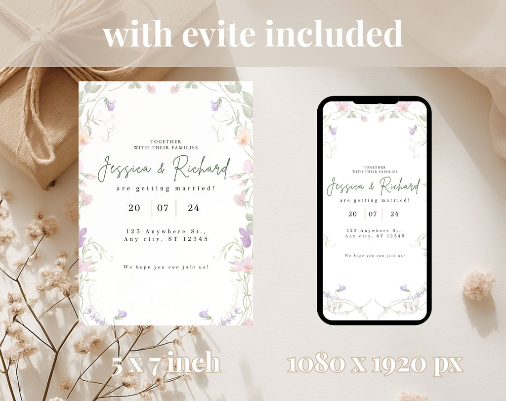 Elegant Wildflower Wedding Invitation