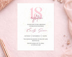 Pink & Gold Glitter 18th Birthday Invitation