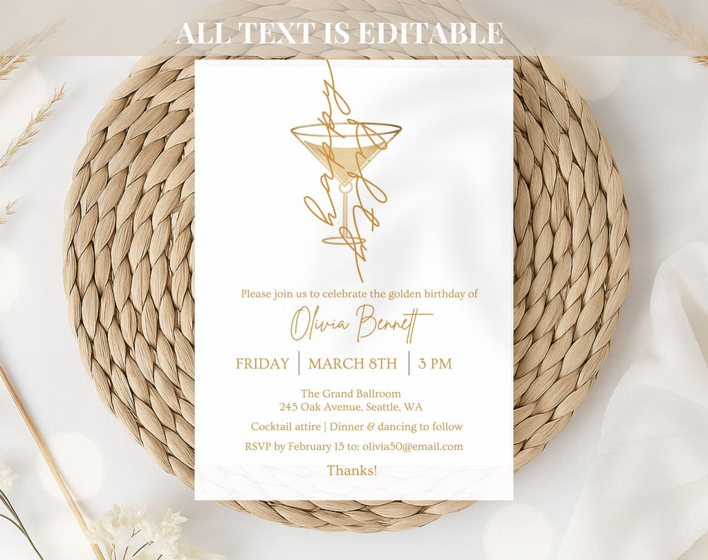 Gold Birthday Invitation