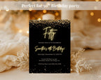 Black Gold 50th Birthday Invitation