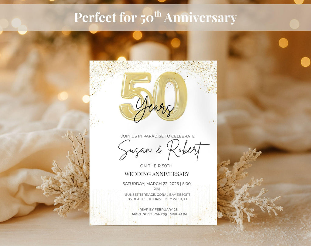 Gold  Balloon 50th Wedding Anniversary