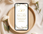 White Floral 50th Anniversary Invitation