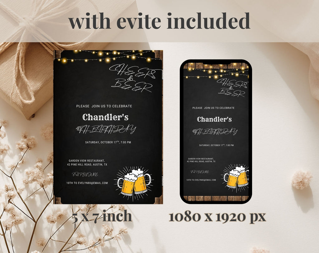 40th Birthday Beer Invitation for Men