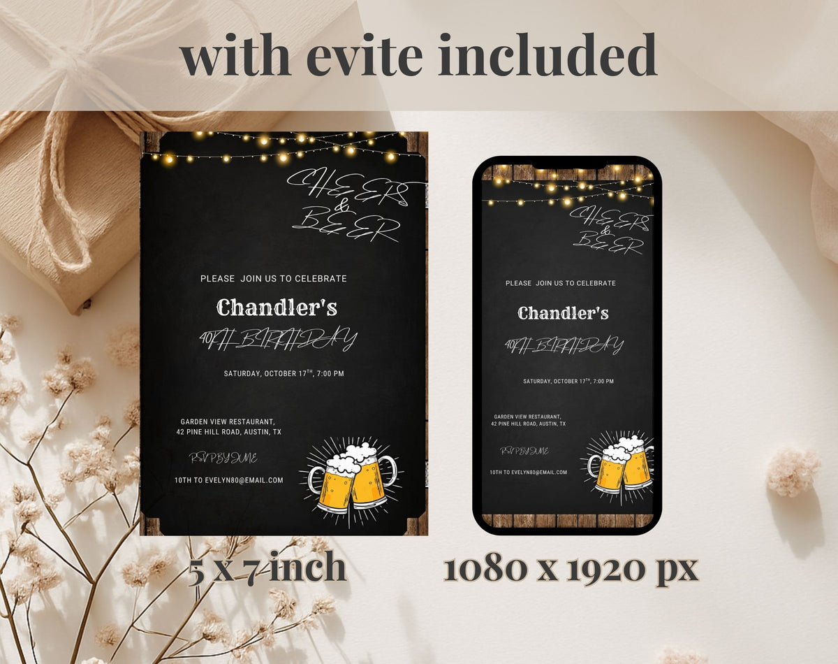 40th Birthday Beer Invitation for Men