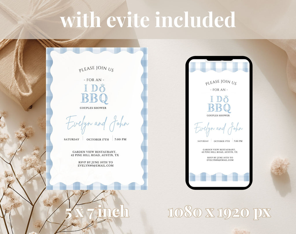 Blue and White I Do BBQ Invitation