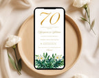 70th White Gold Wedding Anniversary Invitation