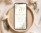 White Gold Floral 70th Wedding Anniversary Invitation