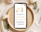 Elegant Floral 70th Birthday Invitation