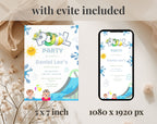Blue Green Pool Party Kids birthday Invitation