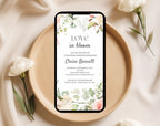 Peach and Green Floral Bridal Shower Invitation